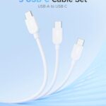 Cable Matters 3-Pack Long USB A to USB C Cable 10ft in White, Support Apple CarPlay, Android Auto, USBA to USBC Charging Cable for iPhone 16/15 Pro Max Plus, Galaxy S23