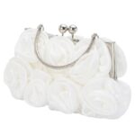 SH White Clutch Purses for Women Satin Evening Purses for Women Wedding Clutch Bride Purse Cocktail Party Prom Dressy Handbags