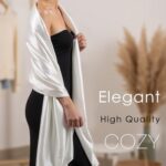 Sofier Satin Shawl Wraps for Women Evening Dresses Wedding Bridal Party Silky Scarf Formal Cover Up Bridesmaid Gifts White