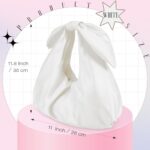 Clutch Purse for Women Bow Evening Bag Ruched Satin Handbag Top Handle Purse for Wedding Bachelor Bridesmaid Christmas Gifts(White)