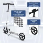 Nattork Scooter for Kids 8-12, Teens and Adults- Adjustable Height Folding Kick Scooter with Large Sturdy Wheels for a Smooth Ride, Lightweight, Anti-Shock Suspension, Scooter for Boys and Girls-White