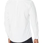 Amazon Essentials Men’s Slim-Fit Long-Sleeve Solid Oxford Shirt, White, Small