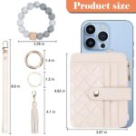 Airkit Wristlet Wallets for Women, Keychain RFID Blocking Credit Card Holder, Small Girly Wallet with Bracelet, Silicone Beaded Tassel Key Ring Card Holder, White