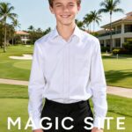 MagicSite Boys White Button Down Dress Shirt with Tie Youth Boys Long Sleeve Button Up Shirt Size 14 for Teens