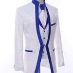 Paisley Slim Fit White Premium Floral Tuxedo Prom Wedding Groom 3 Pieces Suits