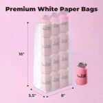 Fit Meal Prep 125 Pack 20 lb Large White Paper Bags, 16 x 8 x 5.5” Durable Blank Paper Bags Bulk for Packing, Delivery, Take Out, Grocery, Retail Shopping, Premium Big Size Sacks for Shopping