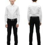BlissBuggy Boys Dress Shirt Wrinkle-Free Stretch Button Down Shirts Kids Long Sleeve Formal School Uniform Shirt White