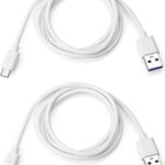 Smays USB to Micro USB Cable, 6ft Android Charging Cord – White, Data Transfer and Charger Cable, 2-Pack
