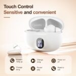 Hoarahloux Wireless Earbuds, Bluetooth 5.4 Headphones Bass Stereo, Ear Buds with Battery LED Display in Ear Earphones Clear Calls, Bluetooth Earbuds for Laptop/Phones/Sports (White)