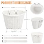 Kids Bike Basket Wicker Woven Front Bicycle Basket for Boys Girls Mini Handlebar Basket for Kids Bike or Scooter (White)