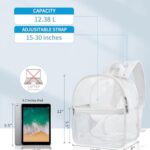 Paxiland Clear Backpack Stadium Approved 12×12×6 with Reinforced and Wider Shoulder Straps, Small Clear Bag for Schools, Concerts, Work, Festivals and Sporting Events – White