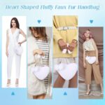 Abbylike Valentine Furry Heart Shaped Purse Fluffy Faux Fur Shoulder Bag Crossbody Handbag for Women Girl(White)