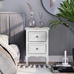 Bonnlo White Nightstand Set of 2, Nightstands with 2 Drawers, Bed Side Table/Night Stand, Small Nightstand for Bedroom, Small Spaces, College Dorm, Kids’ Room, Living Room, Wood, 16W x 12D x 24H