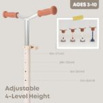 MomnLittle Kick Scooter with Basket for Kids Ages 3-10 (Beige) 3 Wheeled with LED Light-Up Wheels CPSC Certified Foldable and 4 Height Adjustable Toddler Scooters for Boys Girls (Beige with a Basket)