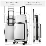 TRAVELARIM 22 Inch Carry On Luggage 22x14x9 Airline Approved, Small Carry On Suitcase, Hard-shell Carry-on Luggage with Wheels, Durable Expandable White Luggage Carry-On with Cosmetic Case