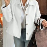 Tankaneo Womens Cropped Trench Coat Lightweight Single Breasted Jacket Fall Windbreaker Fashion Outerwear