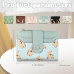 AfitLulu Cute Wallet for Women, Bear Print Zip Bifold Wallet with Front Card Slot, ID Window, Cash Slot, Short Women Wallet Elegant Youthful and Cute (White)