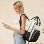 LOVEVOOK Backpack for Women,Laptop Backpack Women,Fits 17 Inch Laptop Bag,School Backpacks,Fashion Travel Work Anti-theft Bag,Waterproof Business Computer College Backpack Purse,Black-Off-white