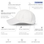 TOP-EX Womens Baseball Cap with Ponytail Hole Summer Cooling SPF 50 Sun Caps for Outdoor Sports Adjustable Packable White S/M