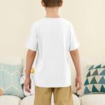 ZDC Boys Short Sleeve T Shirts Kids Summer Crewneck Tops Loose Fit Basic Tees 5-14 Years White
