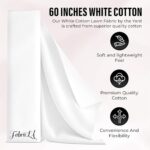 FabricLA Cotton Lawn Fabric 100% Cotton Lining Fabric 60″ Wide – Thin Lightweight Solid Cloth for Sewing Dressmaking Quilting Apparel – White, 1 Yard Pre Cut
