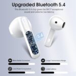 Wireless Earbuds, Bluetooth 5.4 Headphones with 3D Bass Stereo, 40H In-Ear Buds with 4 ENC Noise Cancelling Mic, Ultralight Bluetooth Earbuds USB-C LED, IP7 Waterproof Earphones for Android iOS, White