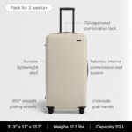 Away Trunk Checked Luggage – 31-Inch Lightweight Hardside Suitcase with 360° WhisperGlide Spinner Wheels, Interior Compression System, TSA-Accepted Lock – Salt White