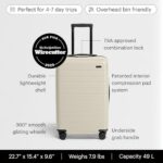 Away Bigger Carry-On Luggage – 23-Inch Lightweight Hardside Suitcase with 360° Spinner Wheels, Interior Compression System, TSA-Approved Lock – Salt White Matte