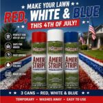 Ameri-Stripe Red White Blue Yard Paint – 3 Pack Grass Marking Paint, Athletic Field Marking Spray Paint, Water-Based Lawn Paint for 4th of July Stars, Memorial Day & Stencils – 18 oz Each