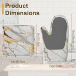 White Gold Marble Oven Mitts and Pot Holders Sets,Silicone Abstract Kitchen Mitts Potholders Heat Resistant 4Pcs Oven Gloves Hot Pads for Kitchen Baking Cooking